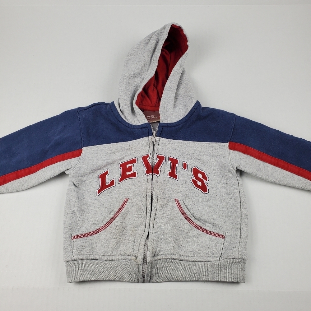 Levi's Jeans Toddler Boy's Embroidered Logo Zip Front Hoodie Size 2T‎